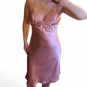 Pink Nina Ferri Casual Silk Satin Slip Midi Dress Valentines Date